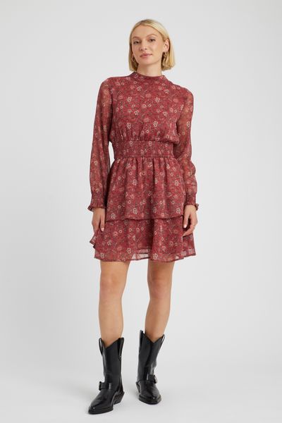 Robe courte imprimée col montant