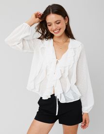 Blouse plumetis à volants