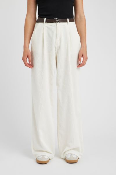 Pantalon velours wide leg &agrave; pinces