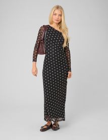 Robe longue imprim&eacute;e pois