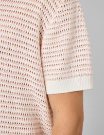 Polo en maille ajour&eacute;e ray&eacute;e