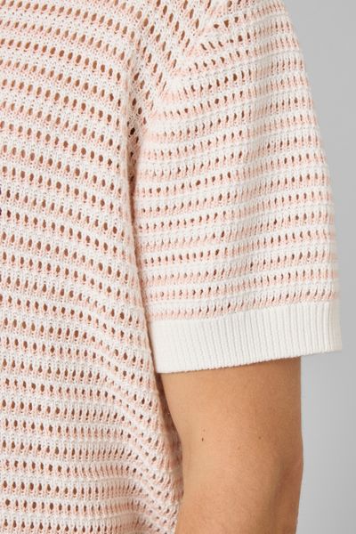 Polo en maille ajour&eacute;e ray&eacute;e