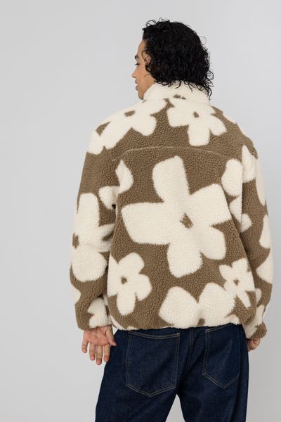 Veste sherpa zipp&eacute;e fleurs