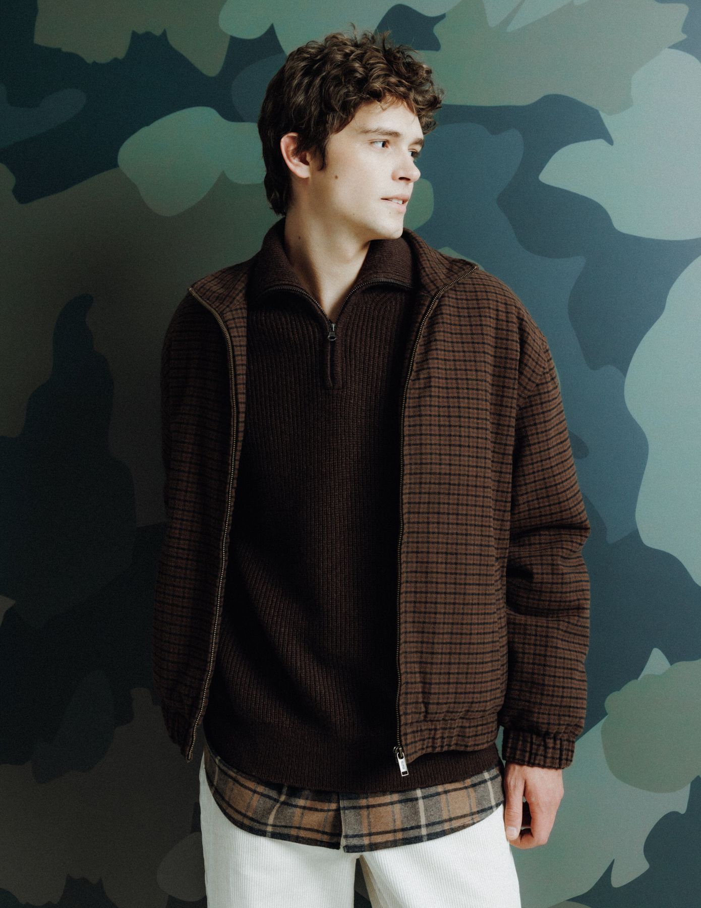 Blouson zipp&eacute; &agrave; carreaux