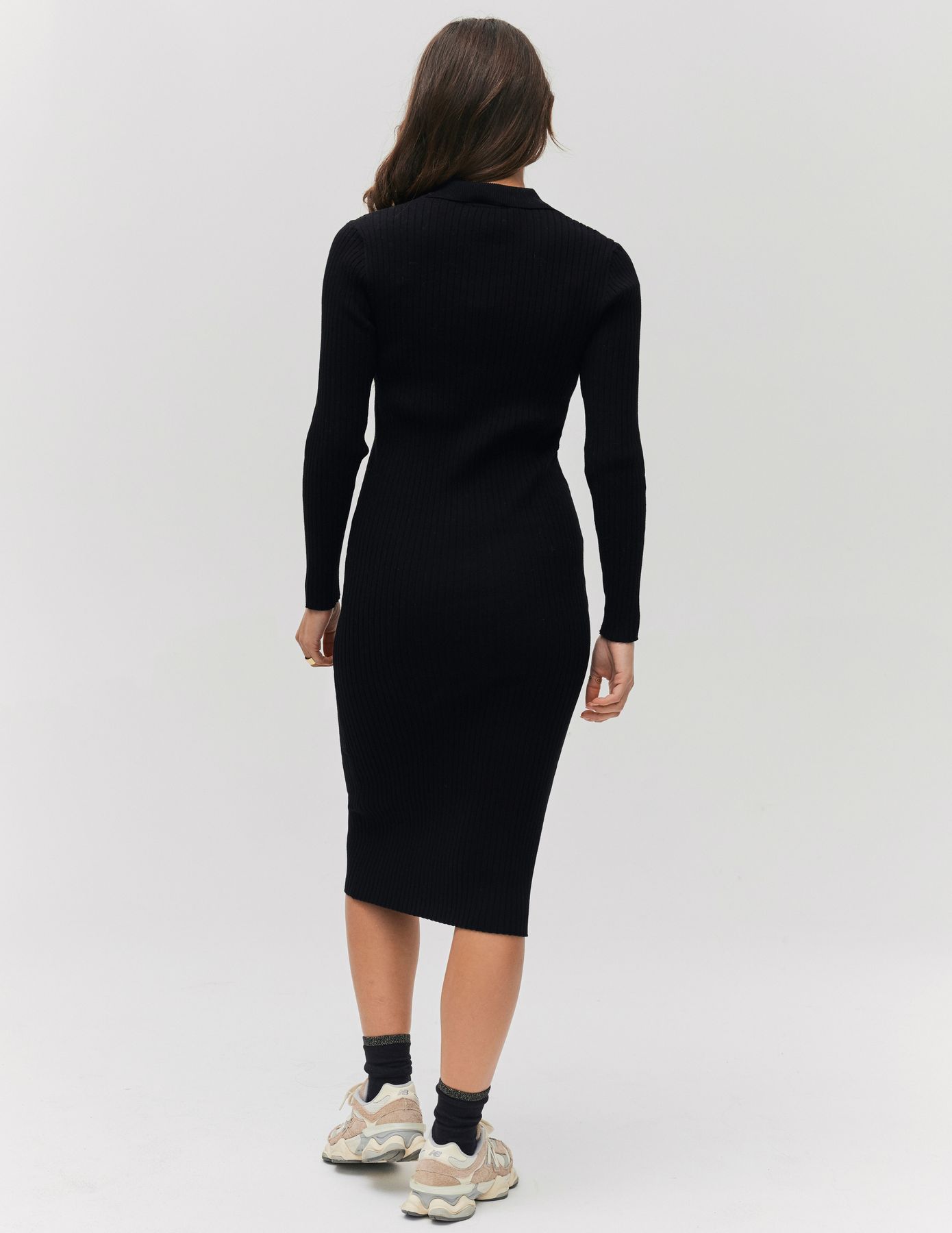 Robe longue col polo