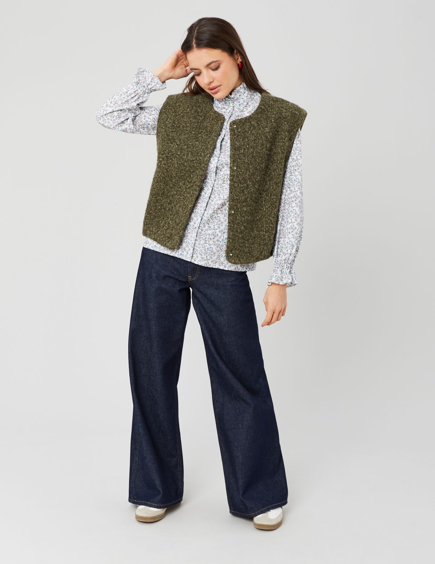 Chemise col montant imprimé floral