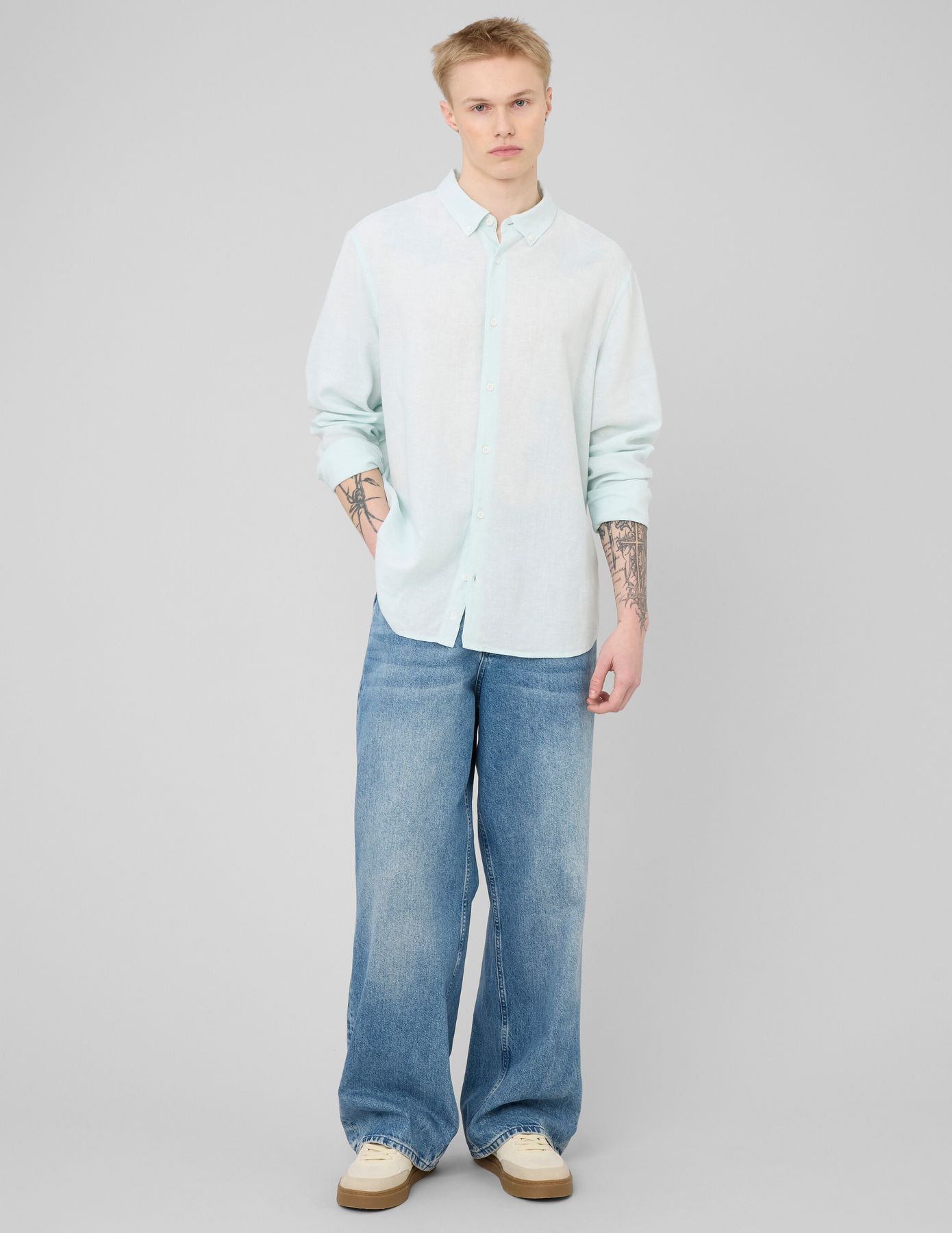 Chemise manches longues viscose lin