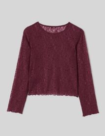 T-shirt manches longues en dentelle