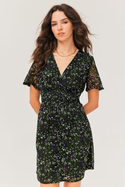 Robe courte imprimée en polyester recyclé