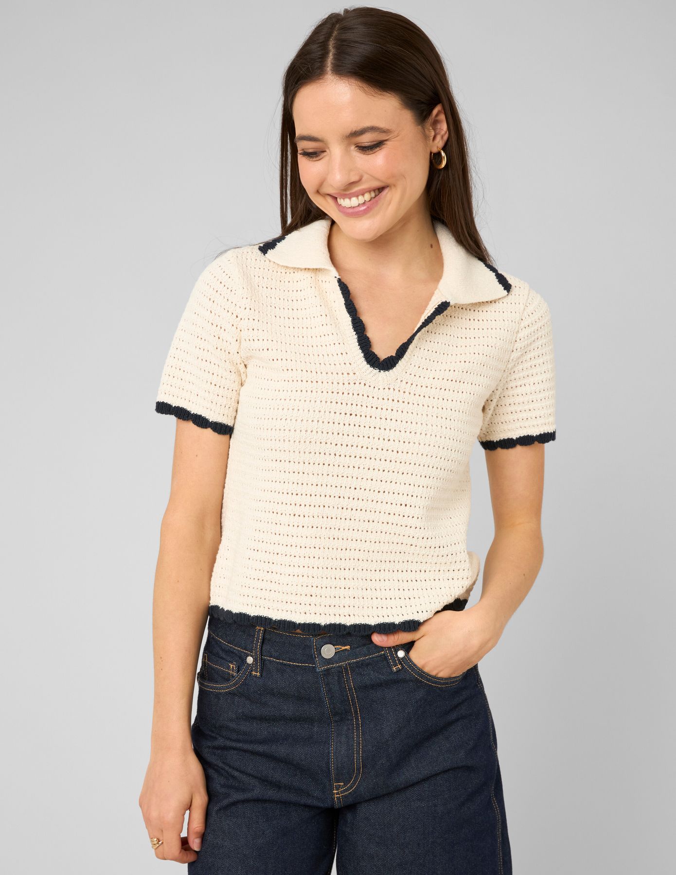 Polo manches courtes en crochet