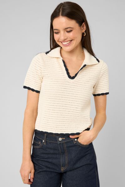 Polo manches courtes en crochet