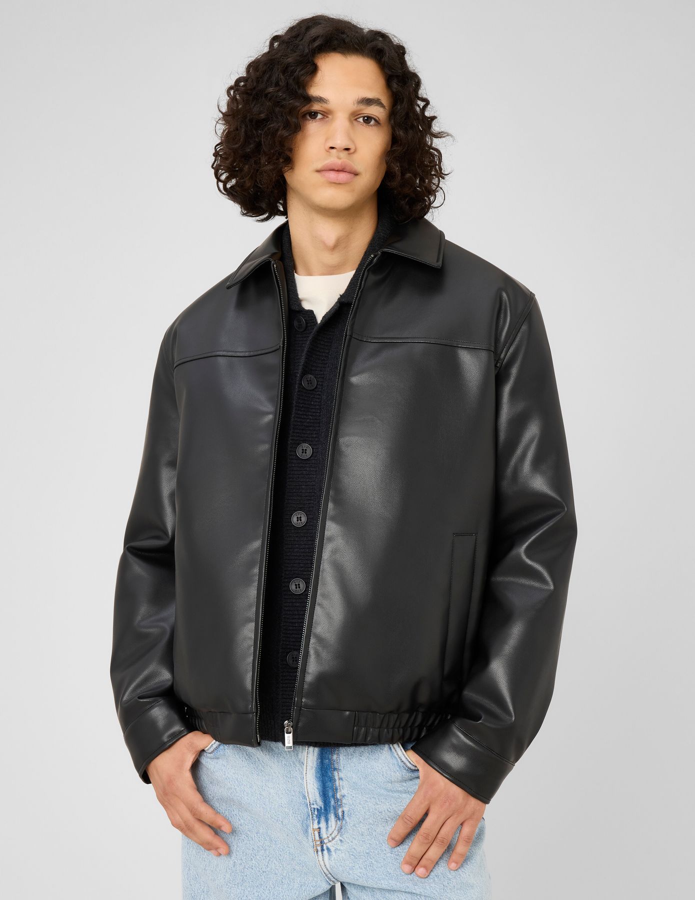 Blouson zipp&eacute; tissu enduit
