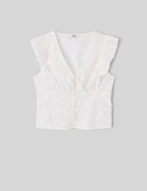 Blouse sans manches en broderie 3D