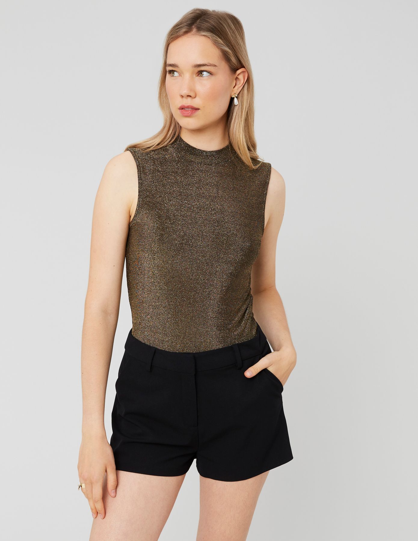 T-shirt sans manches pailleté