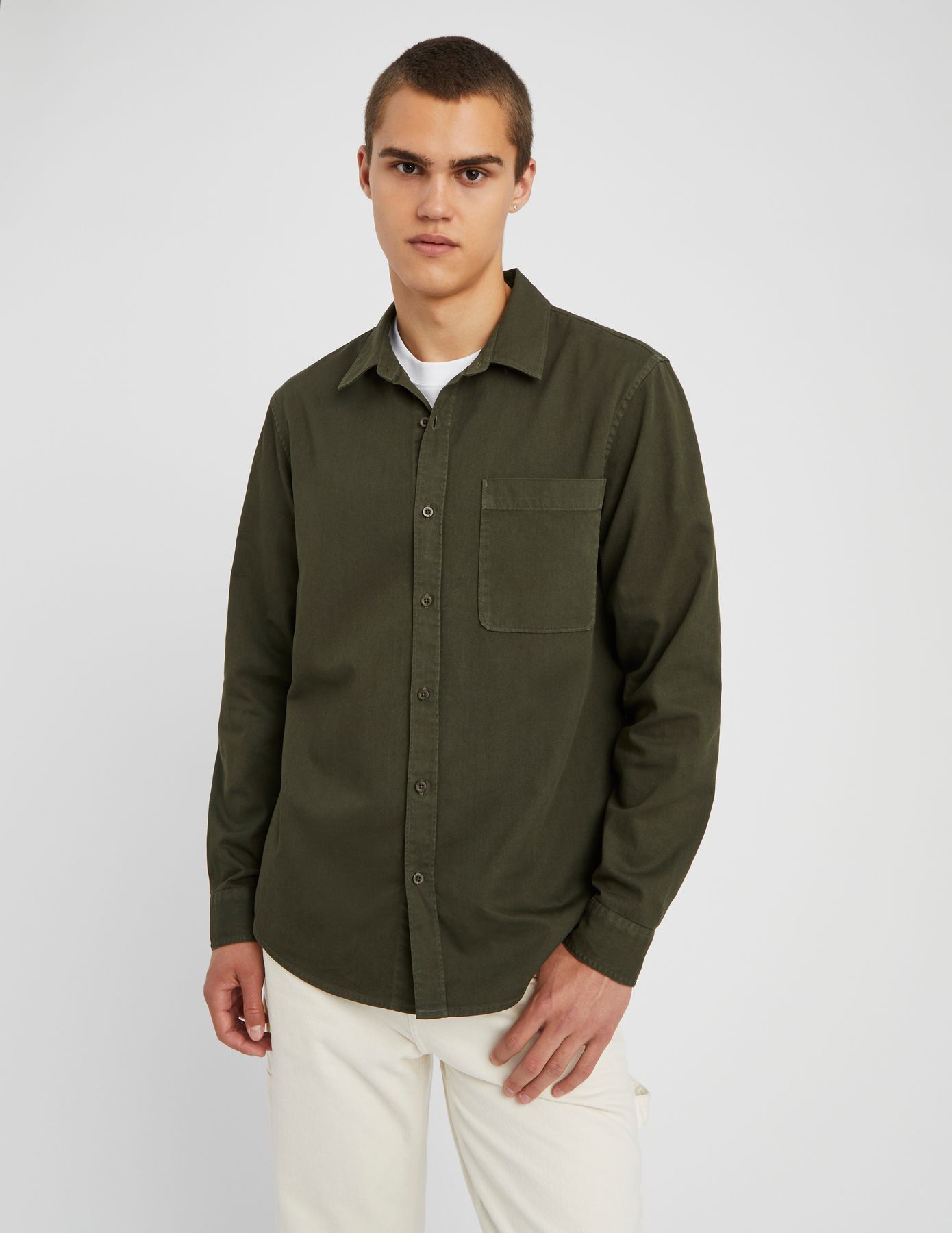 Chemise droite twill uni