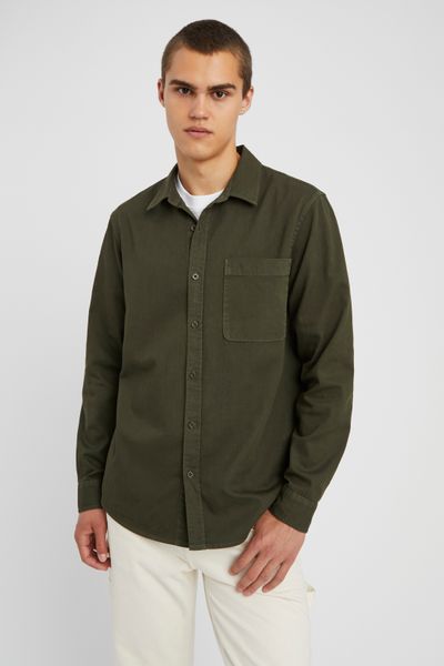 Chemise droite twill uni