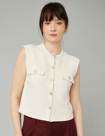 Top sans manches effet tweed