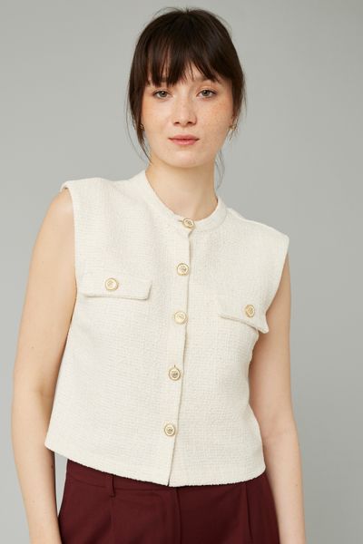 Top sans manches effet tweed