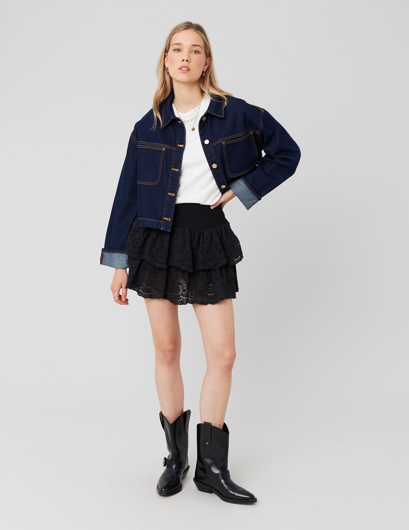 Jupe courte broderie anglaise