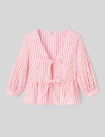 Blouse ray&eacute;e &agrave; nouer