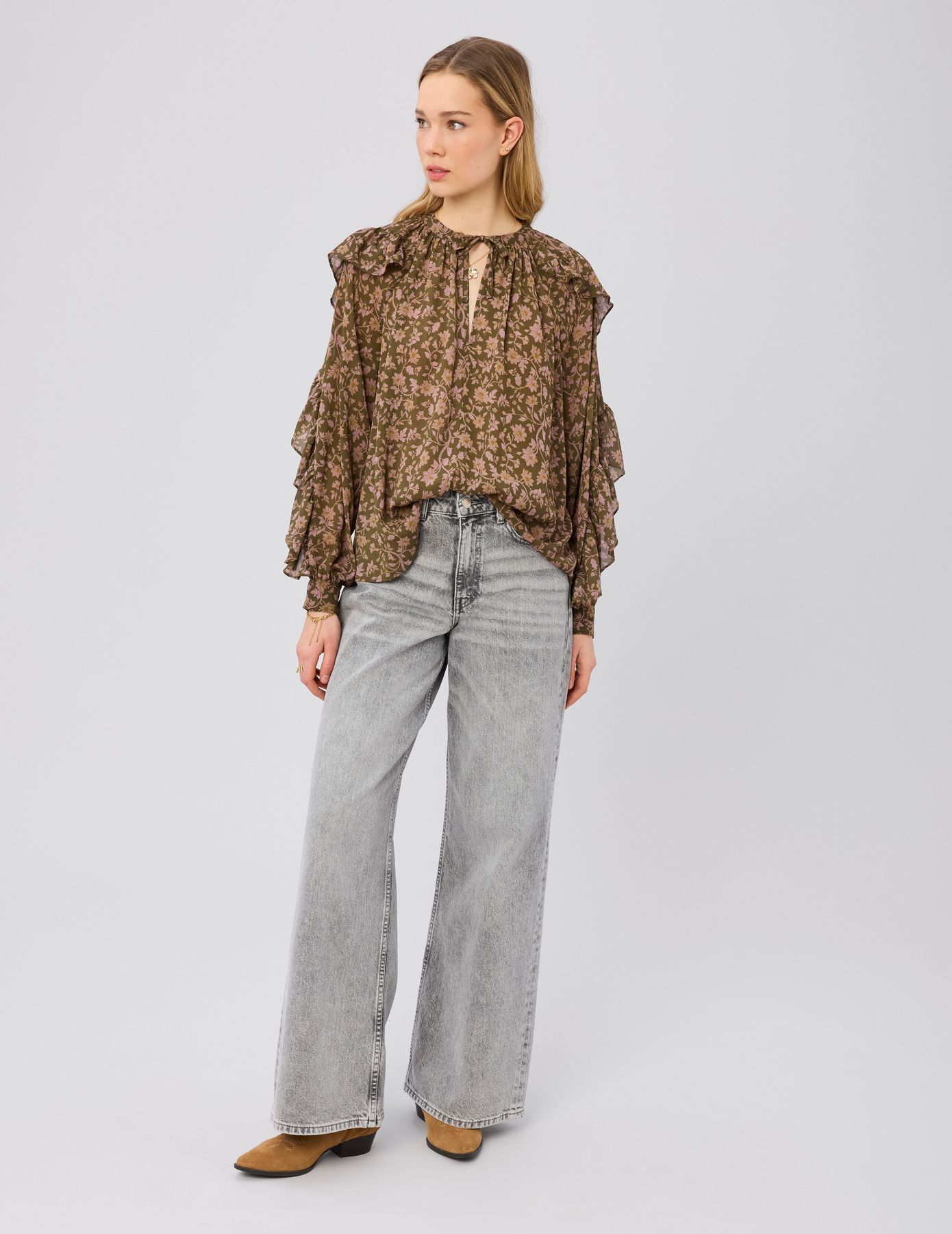 Blouse imprim&eacute;e &agrave; volants