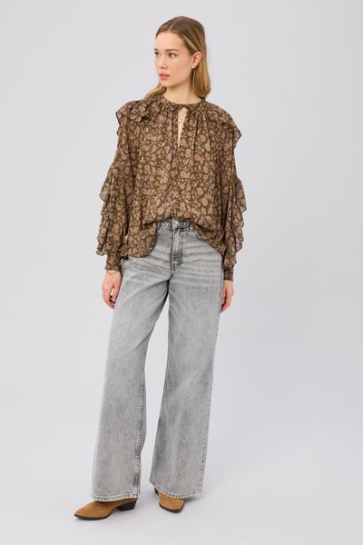 Blouse imprim&eacute;e &agrave; volants