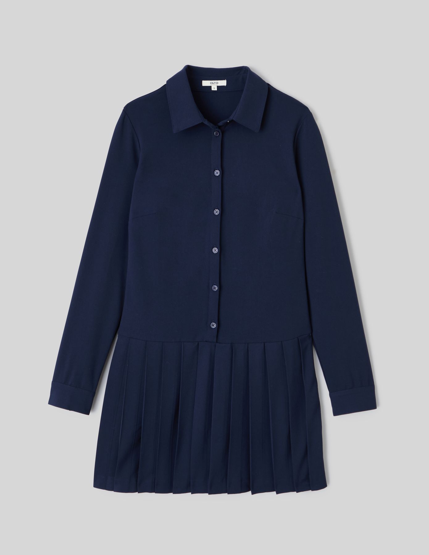 Robe chemise pliss&eacute;e