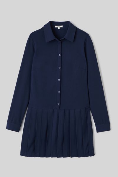 Robe chemise pliss&eacute;e