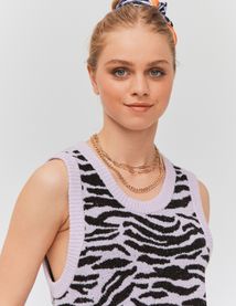 Pull jacquard sans manches