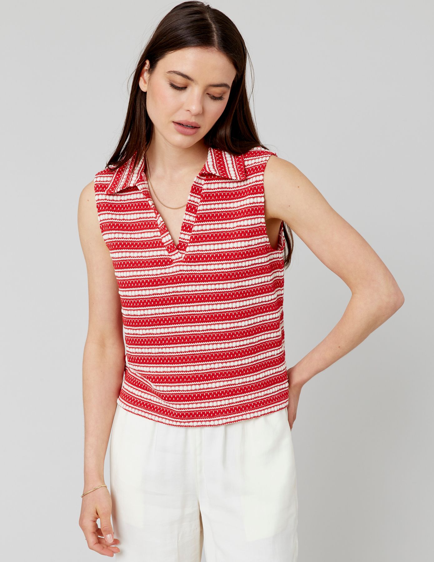 Top en tricot col polo