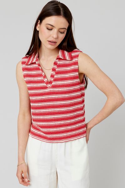 Top en tricot col polo