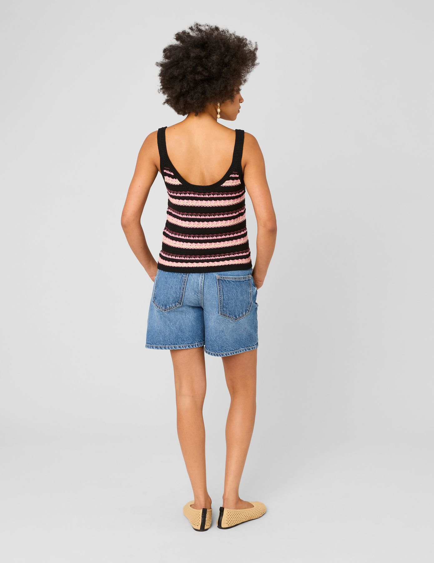 D&eacute;bardeur ray&eacute; en crochet multicolore