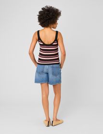 D&eacute;bardeur ray&eacute; en crochet multicolore