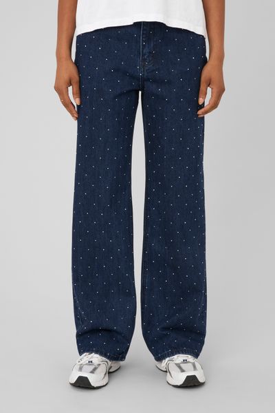 Jean straight &agrave; strass