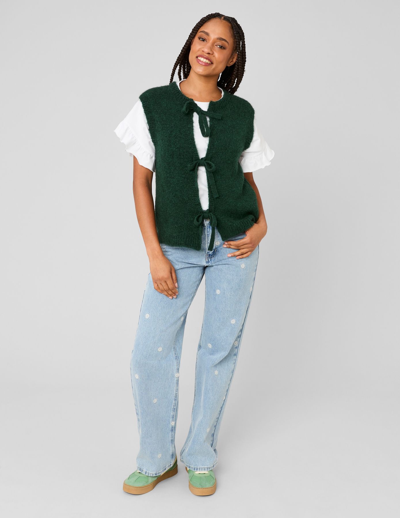 Gilet sans manches &agrave; n&oelig;uds