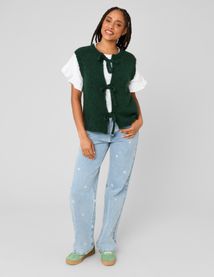 Gilet sans manches &agrave; n&oelig;uds