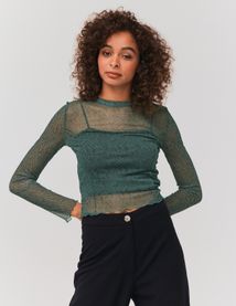 T-shirt résille imprimé
