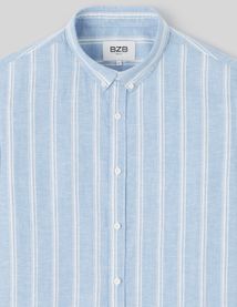 Chemise rayée droite en lin