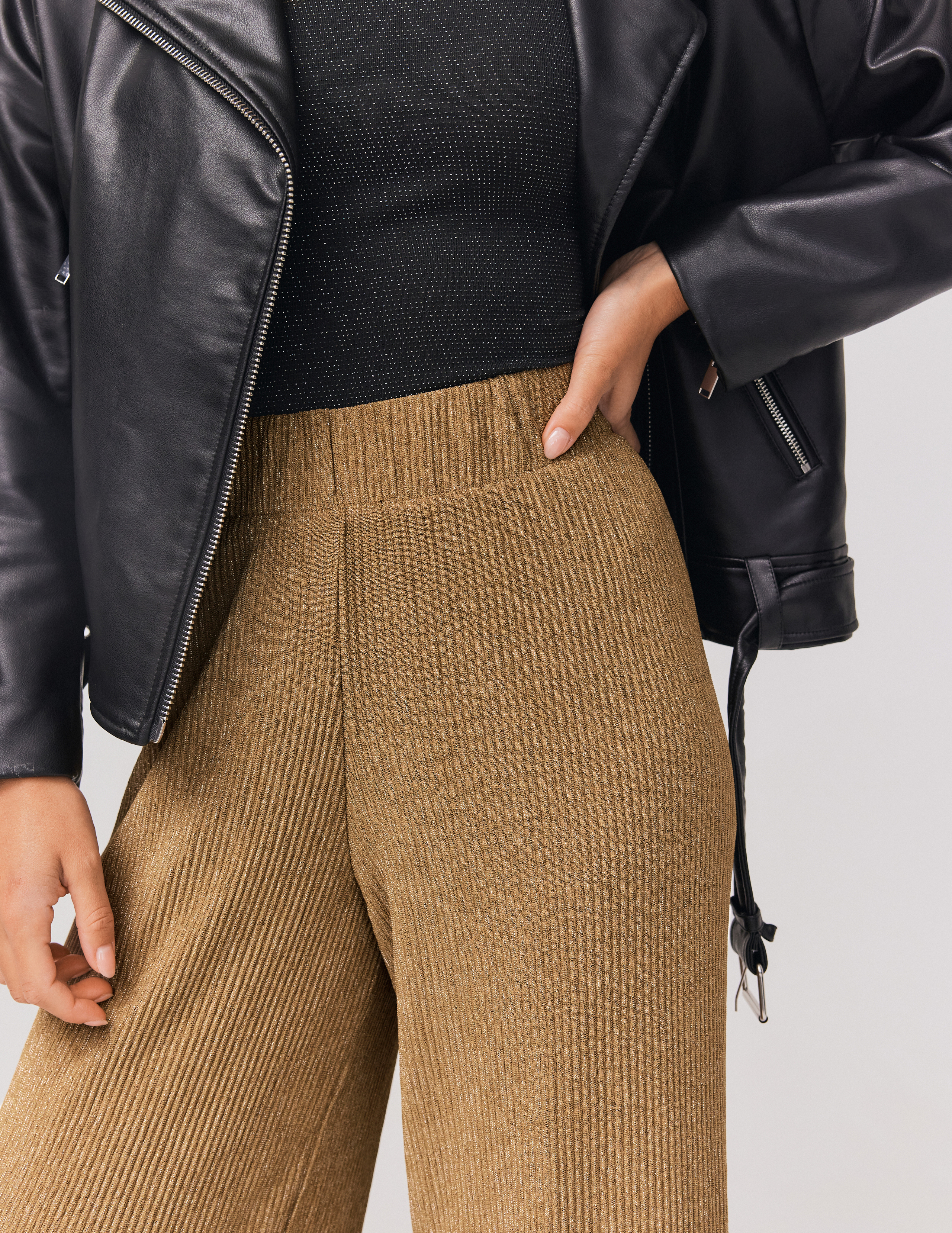 Pantalon plissé brillant