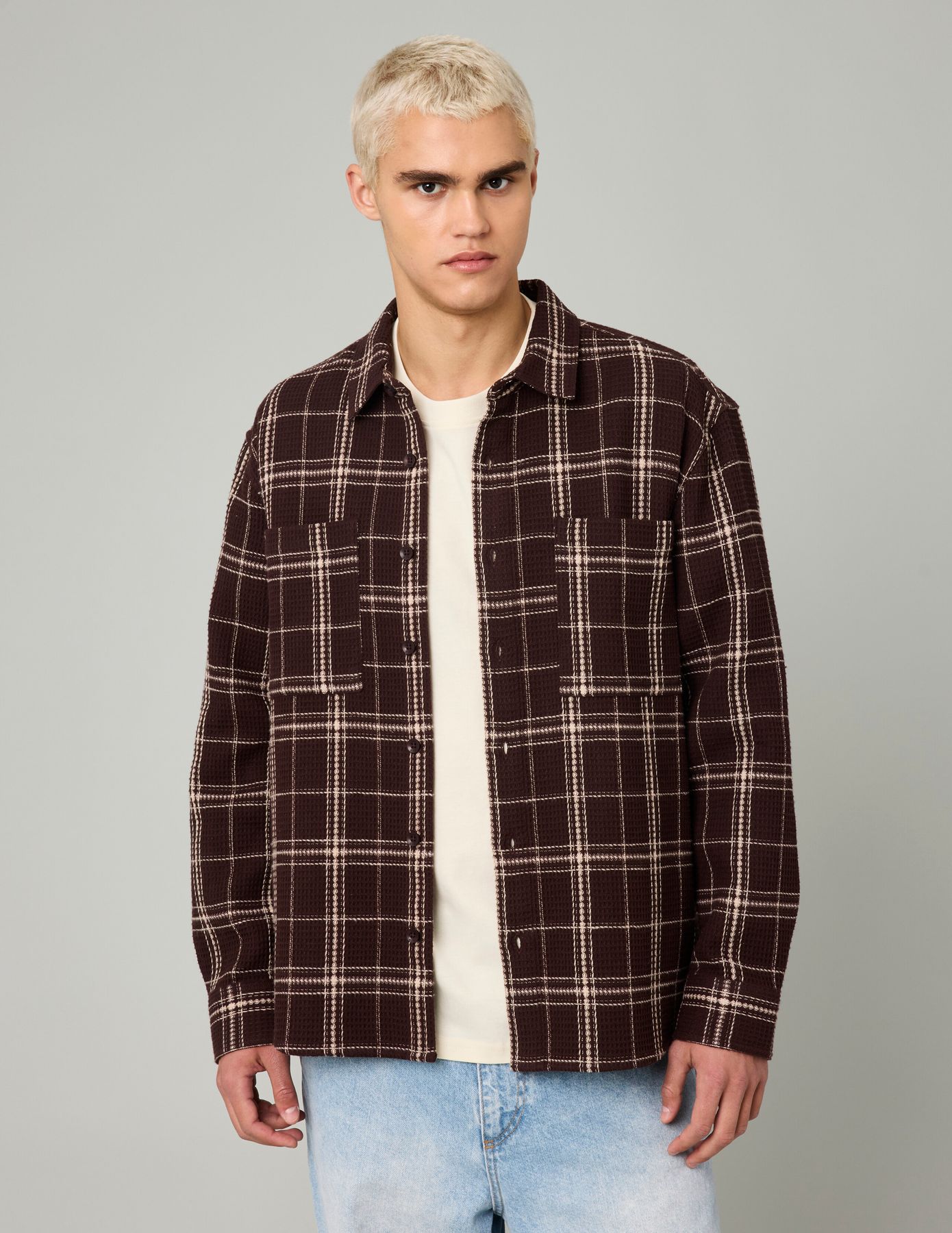 Surchemise waffle à carreaux