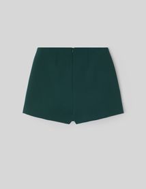 Jupe short portefeuille avec bouton dor&eacute;