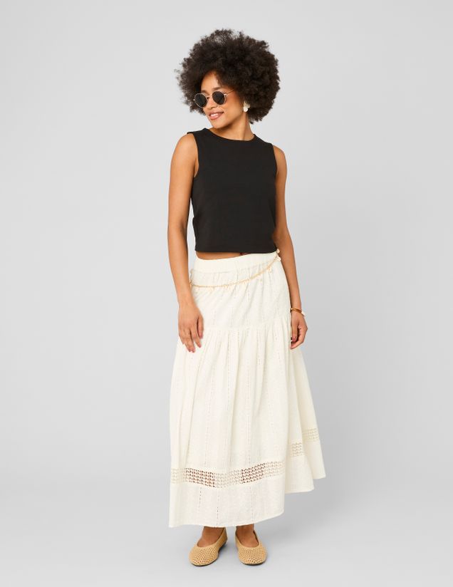 Jupe longue avec broderie anglaise