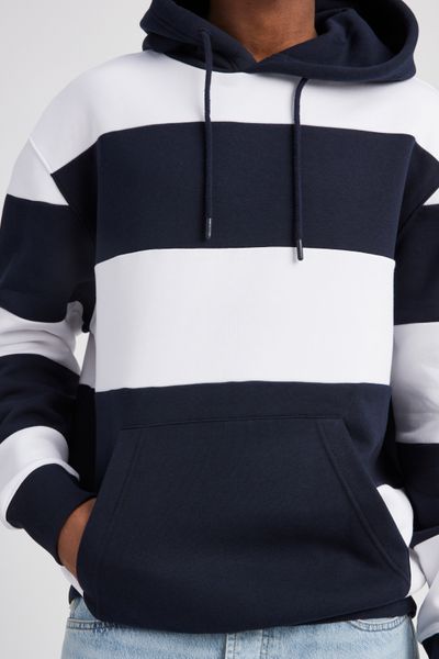 Sweat &agrave; capuche macro rayures