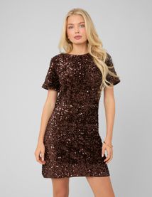 Robe courte &agrave; sequins