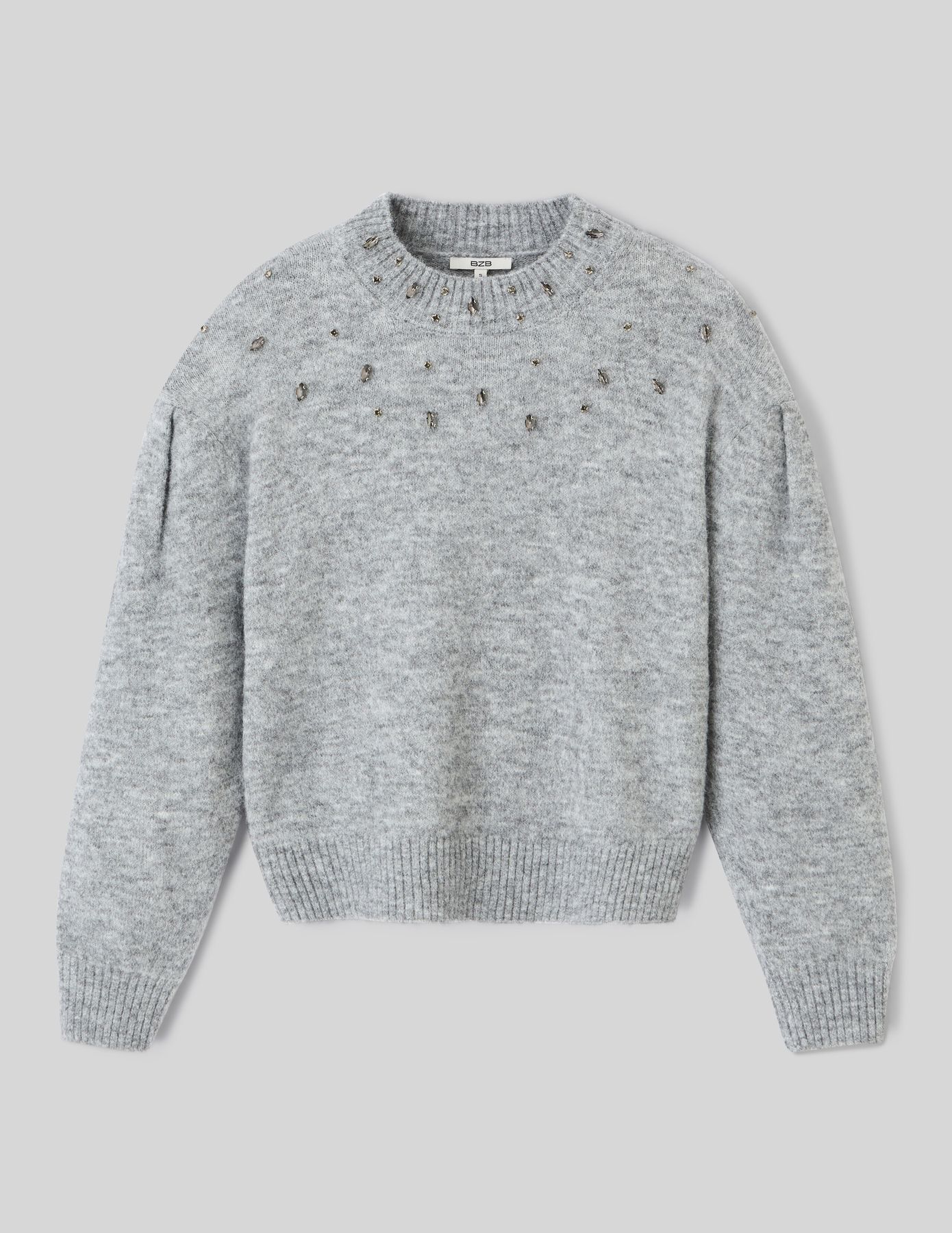 Pull col montant bijoux