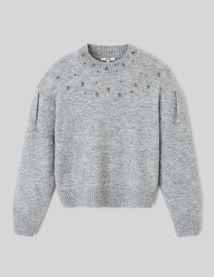 Pull col montant bijoux