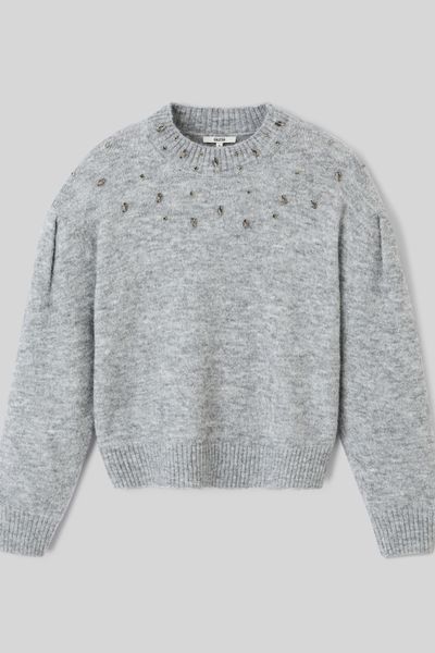 Pull col montant bijoux