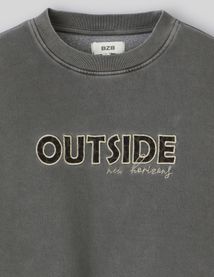 Sweat col rond broderie léopard