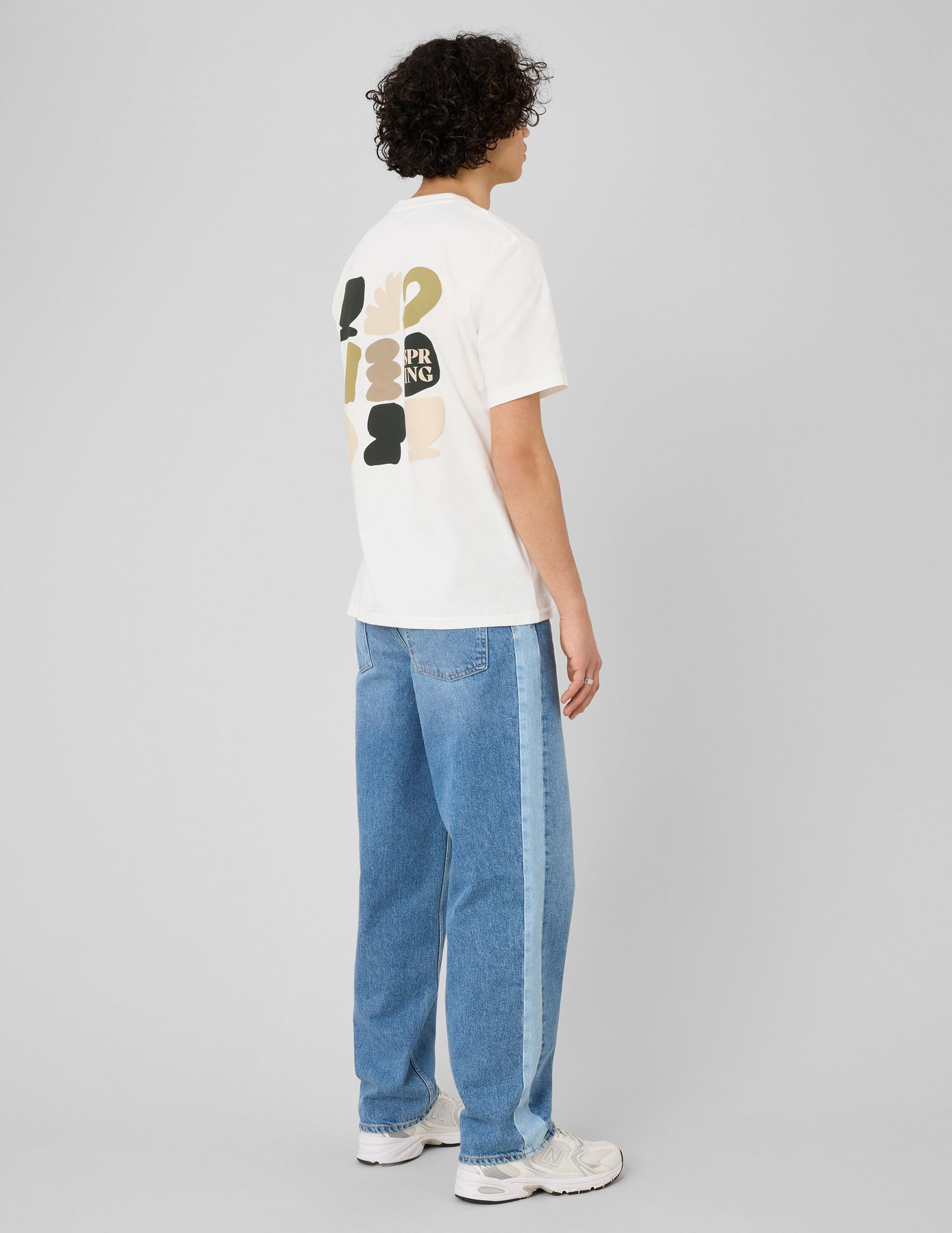 Jean loose &agrave; bandes bicolore