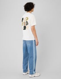 Jean loose &agrave; bandes bicolore